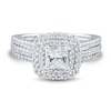 1.23 CT. T.W. Cushion-Cut Diamond Double Frame Triple Row Engagement Ring in 14K White Gold (I/I1)