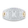 Thumbnail Image 2 of 1.95 CT. T.W. Emerald-Cut Diamond Frame Split Shank Three Stone Engagement Ring in 14K Two-Tone Gold (I/I1)