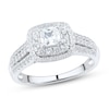 0.95 CT. T.W. Cushion-Cut Diamond Double Frame Triple Row Engagement Ring in 14K White Gold (I/I1)