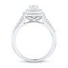 0.95 CT. T.W. Cushion-Cut Diamond Double Frame Triple Row Engagement Ring in 14K White Gold (I/I1)