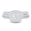 Thumbnail Image 2 of 0.95 CT. T.W. Cushion-Cut Diamond Double Frame Triple Row Engagement Ring in 14K White Gold (I/I1)