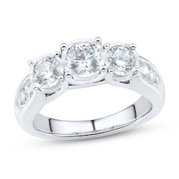 1.95 CT. T.W. Diamond Three Stone Engagement Ring in 14K White Gold (I/I2)