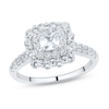 1.45 CT. T.W. Cushion-Cut Diamond Scallop Double Frame Engagement Ring in 14K White Gold (I/SI2)