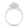 1.45 CT. T.W. Cushion-Cut Diamond Scallop Double Frame Engagement Ring in 14K White Gold (I/SI2)