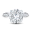 Thumbnail Image 2 of 1.45 CT. T.W. Cushion-Cut Diamond Scallop Double Frame Engagement Ring in 14K White Gold (I/SI2)