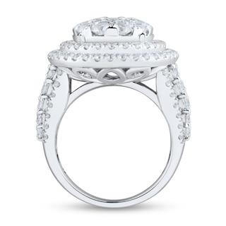 3.95 CT. T.W. Oval Multi-Diamond Double Frame Engagement Ring in 14K White Gold