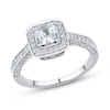 0.95 CT. T.W. Cushion-Cut Diamond Polished Frame Engagement Ring in 14K White Gold (I/SI2-VS2)