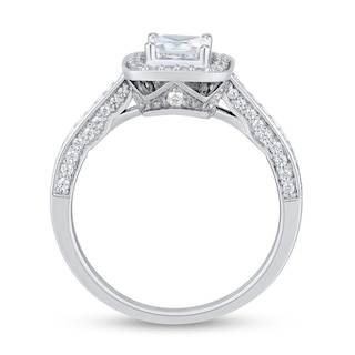 0.95 CT. T.W. Cushion-Cut Diamond Polished Frame Engagement Ring in 14K White Gold (I/SI2-VS2)