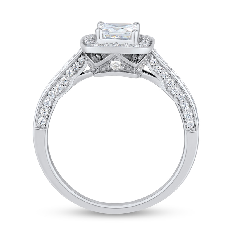 0.95 CT. T.W. Cushion-Cut Diamond Polished Frame Engagement Ring in 14K White Gold (I/SI2-VS2)|Peoples Jewellers
