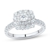 1.45 CT. T.W. Cushion-Cut Diamond Scallop Frame Engagement Ring in 14K White Gold (I/SI2)