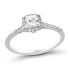 Thumbnail Image 0 of 0.95 CT. T.W. Cushion-Cut Diamond Frame Engagement Ring in 14K White Gold (I/SI2-VS2)