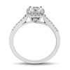 Thumbnail Image 1 of 0.95 CT. T.W. Cushion-Cut Diamond Frame Engagement Ring in 14K White Gold (I/SI2-VS2)