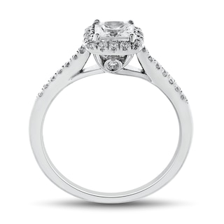 0.95 CT. T.W. Cushion-Cut Diamond Frame Engagement Ring in 14K White Gold (I/SI2-VS2)