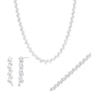 1.63 CT. T.W. Diamond Cascading Tennis-Style Necklace, Bracelet and Drop Earrings Set in Sterling Silver