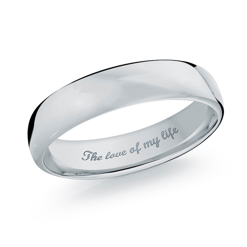 Men's 6.5mm Comfort-Fit Euro Engravable Wedding Band in 14K White Gold (1 Line)|Peoples Jewellers