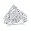 Thumbnail Image 0 of 1.95 CT. T.W. Pear Multi-Diamond Teardrop Frame Multi-Row Engagement Ring in 10K White Gold