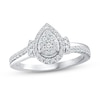 0.37 CT. T.W. Pear Multi-Diamond Linear Tri-Sides Engagement Ring in 10K White Gold