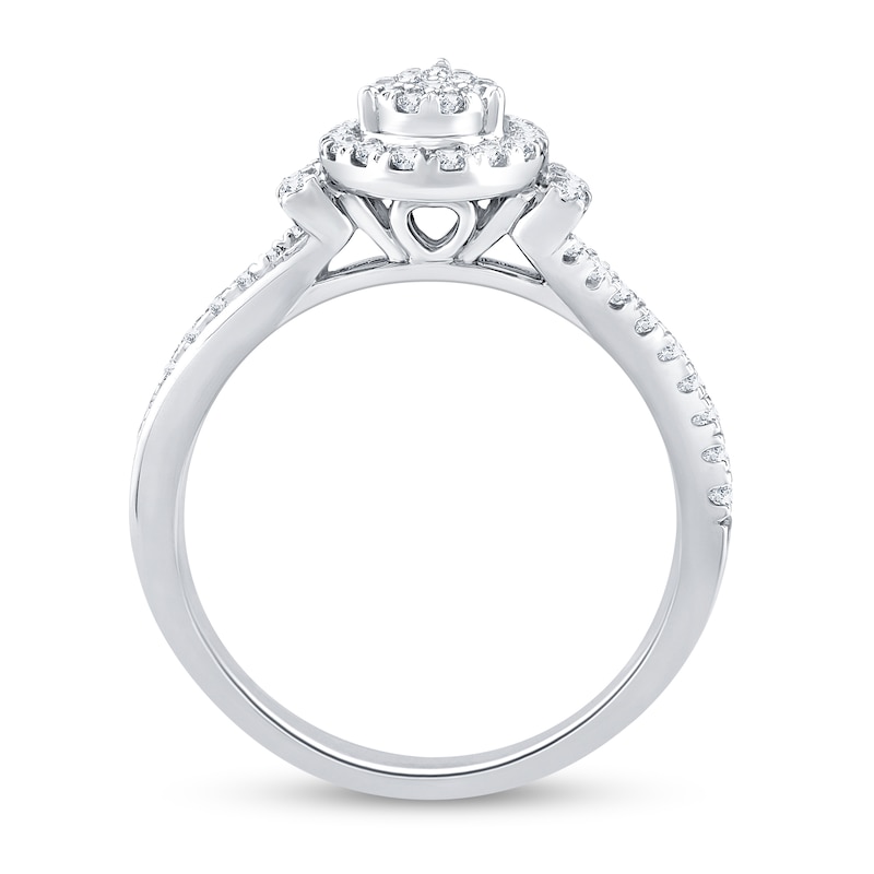 0.37 CT. T.W. Pear Multi-Diamond Linear Tri-Sides Engagement Ring in 10K White Gold|Peoples Jewellers
