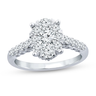 1.45 CT. T.W. Oval Multi-Diamond Engagement Ring in 14K White Gold