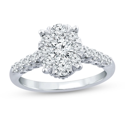 1.45 CT. T.W. Oval Multi-Diamond Engagement Ring in 14K White Gold