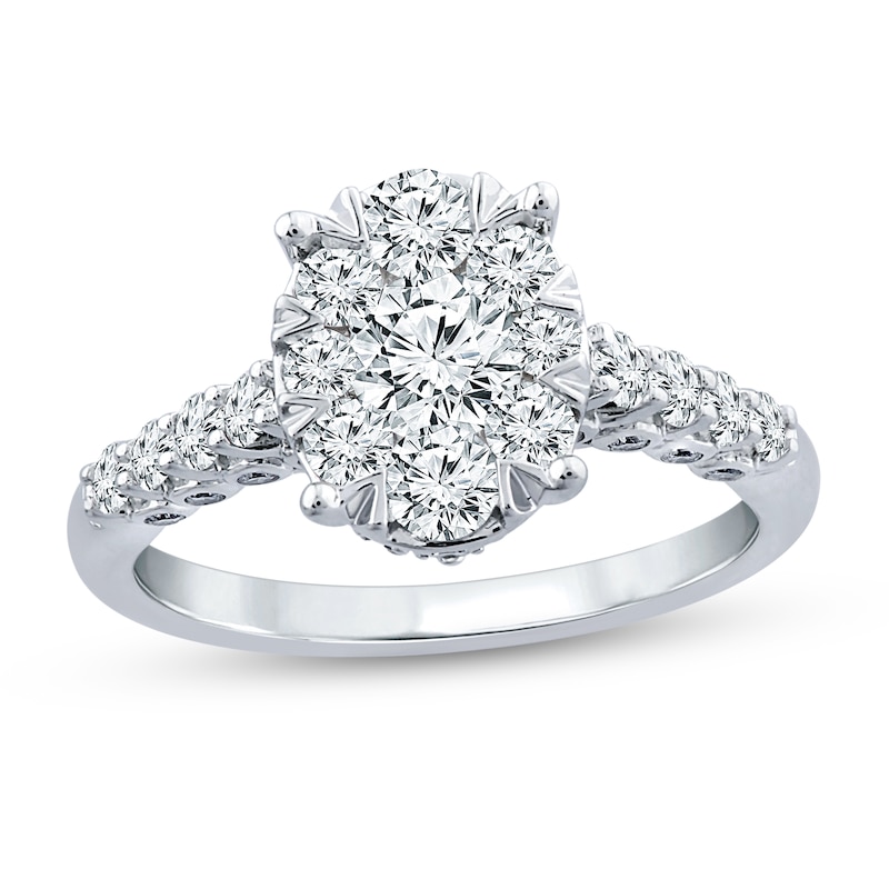 1.45 CT. T.W. Oval Multi-Diamond Engagement Ring in 14K White Gold|Peoples Jewellers