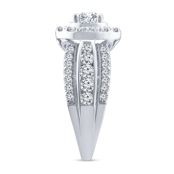 1.95 CT. T.W. Diamond Frame Multi-Row Engagement Ring in 14K White Gold (I/I1-I2)