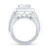 3.37 CT. T.W. Quad Princess-Cut Diamond Cushion Frame Multi-Row Engagement Ring in 14K White Gold