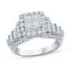 1.75 CT. T.W. Quad Princess-Cut Diamond Frame Tiered Shank Engagement Ring in 14K White Gold