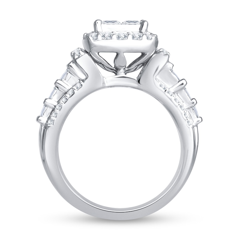 1.75 CT. T.W. Quad Princess-Cut Diamond Frame Tiered Shank Engagement Ring in 14K White Gold