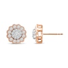 Thumbnail Image 0 of 0.45 CT. T.W. Multi-Diamond Scallop Frame Vintage-Style Stud Earrings in 10K Two-Tone Gold