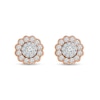 Thumbnail Image 1 of 0.45 CT. T.W. Multi-Diamond Scallop Frame Vintage-Style Stud Earrings in 10K Two-Tone Gold