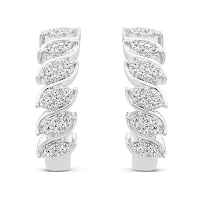 Sideways 0.29 CT. T.W. Marquise Multi-Diamond Cascading Hoop Earrings in 10K White Gold