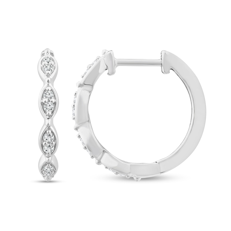 0.115 CT. T.W. Marquise Multi-Diamond Hoop Earrings in 10K White Gold|Peoples Jewellers