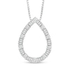 0.45 CT. T.W. Baguette and Round Diamond Outline Teardrop Pendant in 10K White Gold