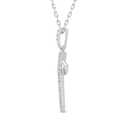 0.18 CT. T.W. Diamond Double Row Cross with Wings Pendant in 10K White Gold