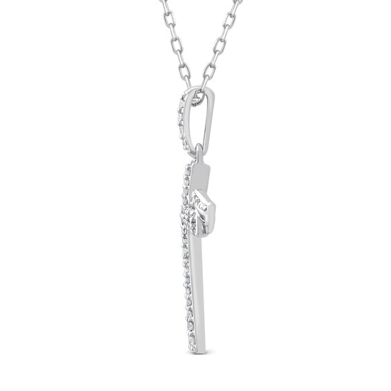 0.18 CT. T.W. Diamond Double Row Cross with Wings Pendant in 10K White Gold