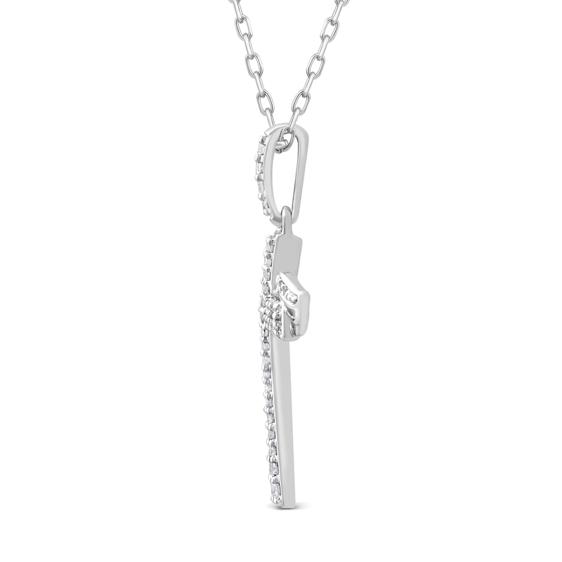 0.18 CT. T.W. Diamond Double Row Cross with Wings Pendant in 10K White Gold|Peoples Jewellers