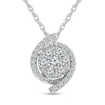 0.37 CT. T.W. Multi-Diamond Swirl Frame Pendant in 10K White Gold