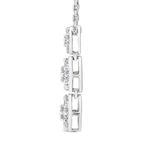 0.45 CT. T.W. Multi-Diamond Linear Three Stone Graduating Drop Pendant in 10K White Gold