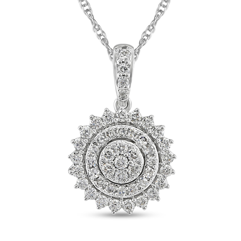 0.45 CT. T.W. Multi-Diamond Shadow Frame Pendant in 14K White Gold