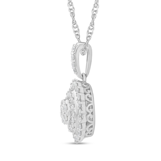 CT. T.W. Multi-Diamond Shadow Frame Pendant in 14K White Gold