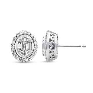 0.45 CT. T.W. Oval Multi-Diamond Frame Stud Earrings in 10K White Gold