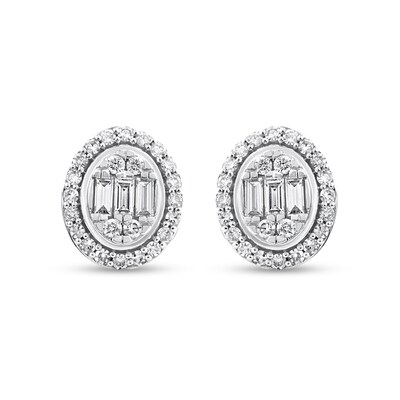 0.45 CT. T.W. Oval Multi-Diamond Frame Stud Earrings in 10K White Gold