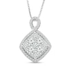 0.69 CT. T.W. Cushion Multi-Diamond Loop Frame Tilted Pendant in 10K White Gold