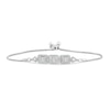 Sideways 0.58 CT. T.W. Rectangle Multi-Diamond Three Stone Bolo Bracelet in 10K White Gold - 10.1"