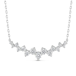 0.69 CT. T.W. Diamond Zig-Zag Curved Bar Necklace in 10K White Gold - 16&quot;