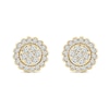 Thumbnail Image 1 of 0.95 CT. T.W. Multi-Diamond Scallop Frame Stud Earrings in 14K Gold