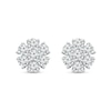 Thumbnail Image 1 of 0.95 CT. T.W. Diamond Squared Flower Stud Earrings in 14K White Gold