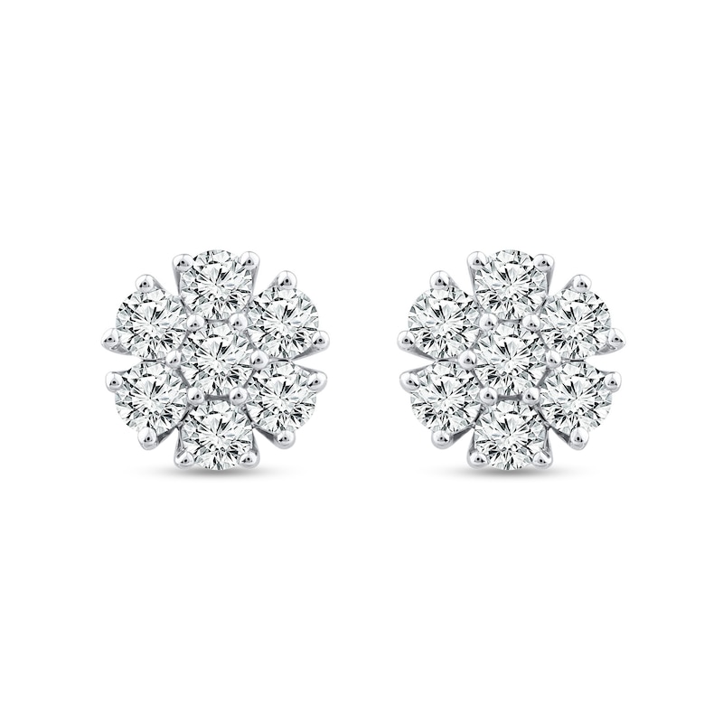 0.95 CT. T.W. Diamond Squared Flower Stud Earrings in 14K White Gold|Peoples Jewellers