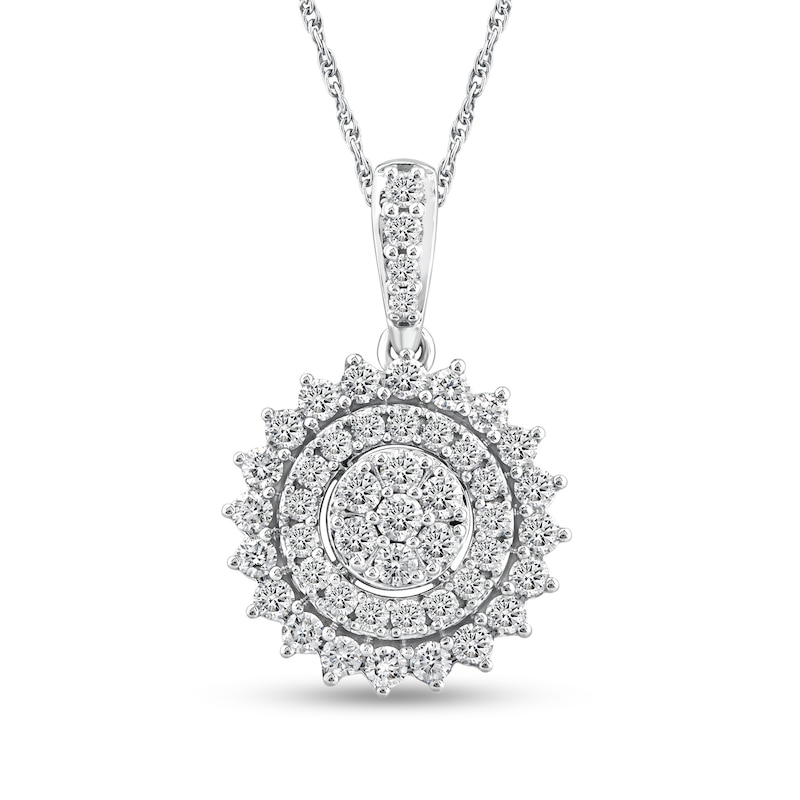 0.95 CT. T.W. Multi-Diamond Shadow Frame Pendant in 14K White Gold|Peoples Jewellers
